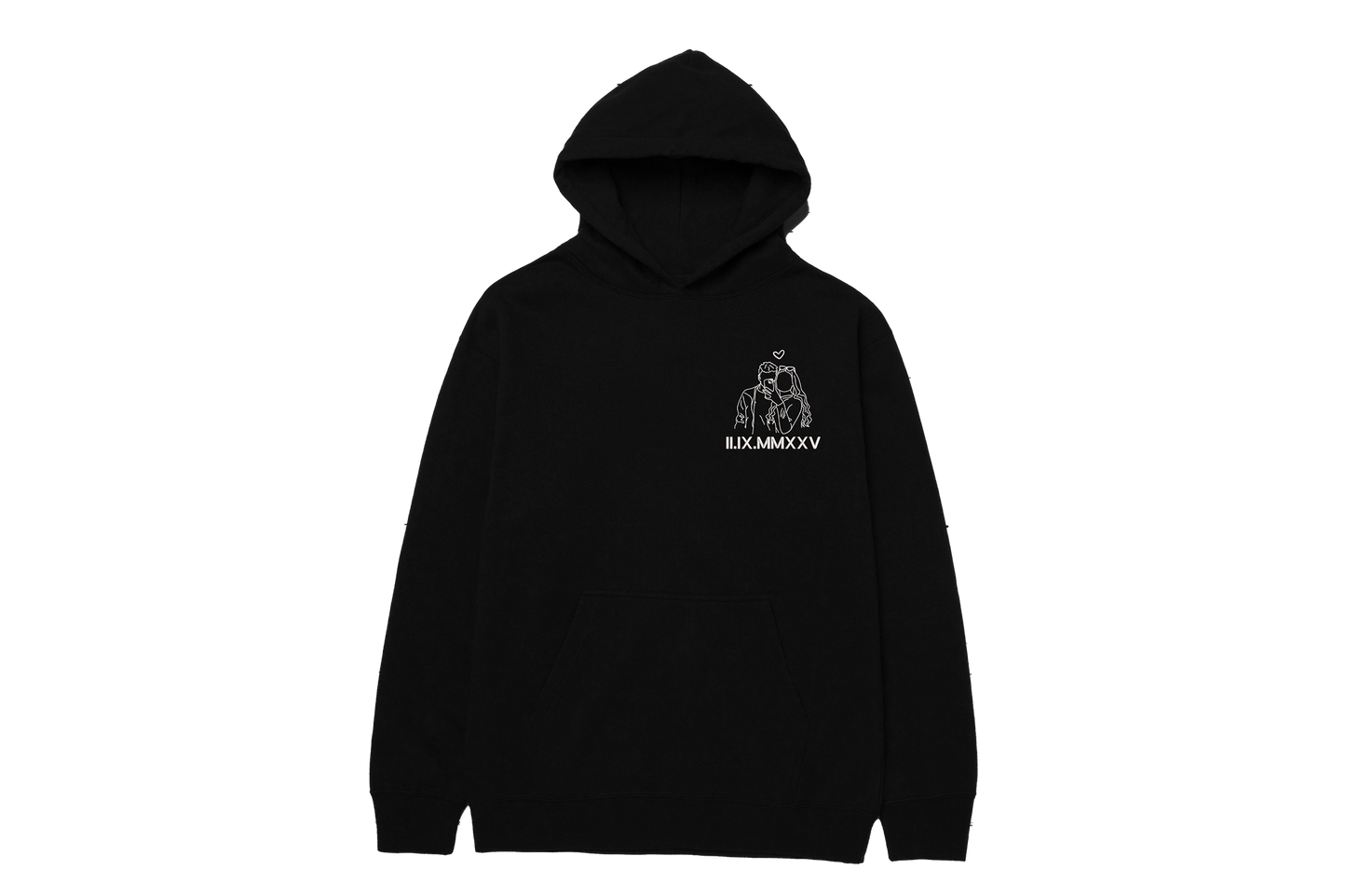 Personaliziran hoodie z obrisom fotografije in datumom v rimskih številkah